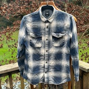 Vans flannel button down shirt Navy & cream size XL